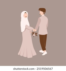 Ilustración vectorial de pareja de Boda islámica