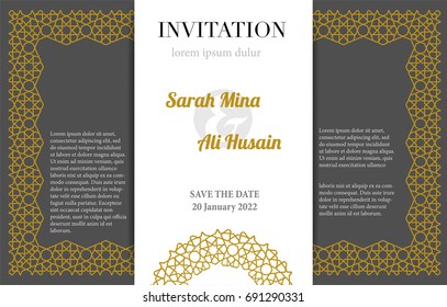 Islamic wedding invitation, vector illustration