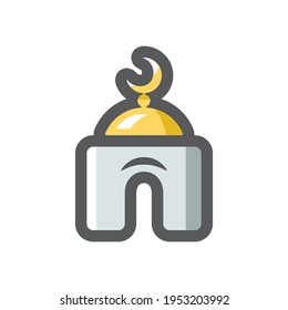 Islamic White Mosque Vector icon Cartoon illustration