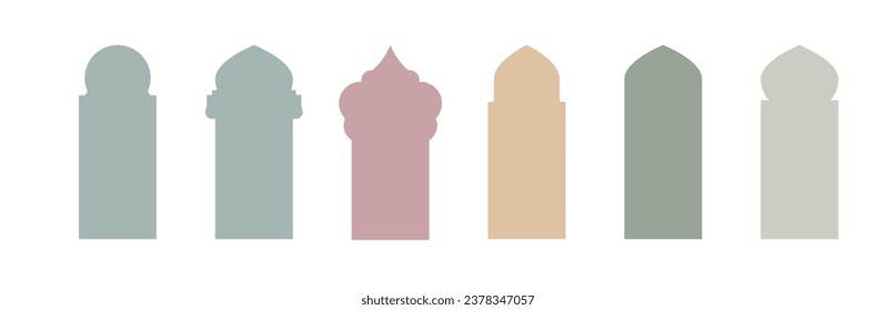 Islamisches Fenster boho Farben Form. arabische Türform. Islamische Architektur Elemente von Fenster und Tür.