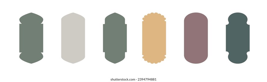 Islamic window boho colors shape. Arabic door shape. Islamic arhitecture elements of window and door.