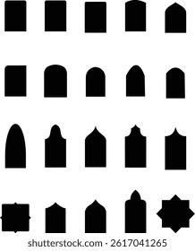  Islamic Window and Door Arch Shapes Silhouette Set  Traditional Arabic and Moorish Architecture Vector Icons