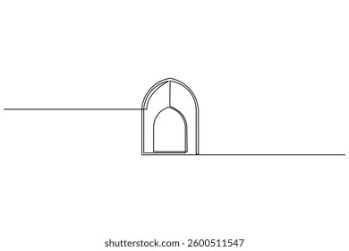 Islamic window icon Continuous one line drawing simple outline silhouette vector illustration