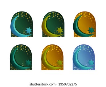 Islamic window icon set with different colorful style 