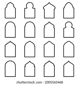 islamic window icon set vector sign symbol