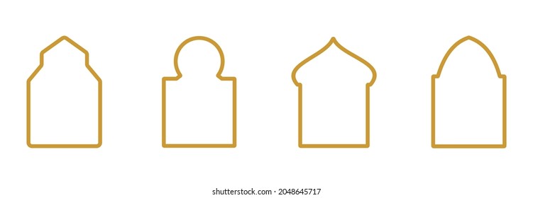 islamic window icon set, islamic window vector set sign symbol illustrations