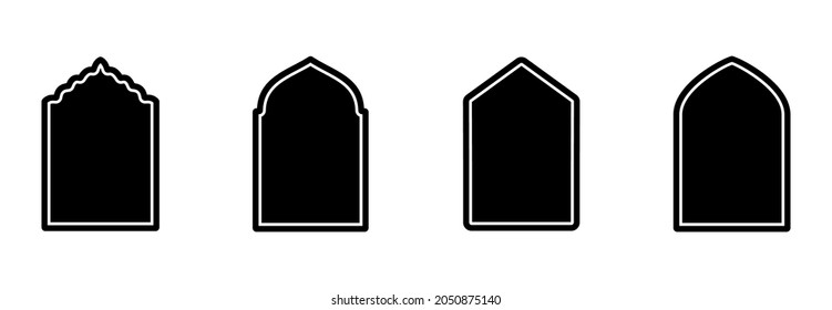 Islamic window icon set, Islamic window vector set sign symbol