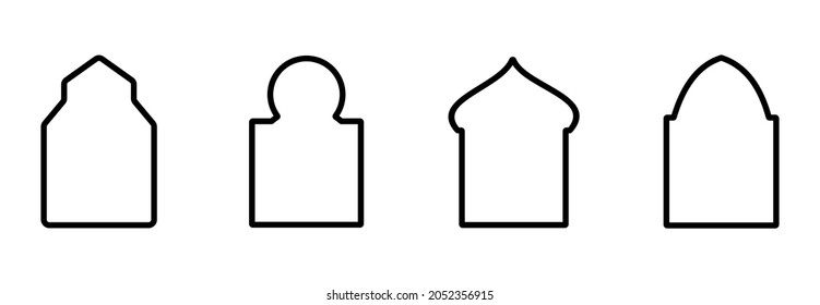 Islamic window icon set, Islamic window vector set