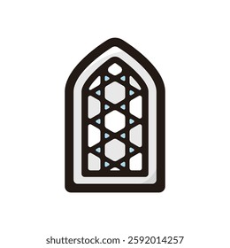 Islamic window illustration icon.Simple vector outline, clipart for graphic design.