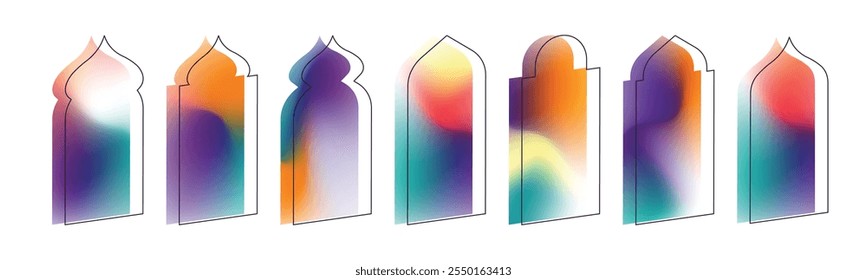Islamic window set, holographic gradient design