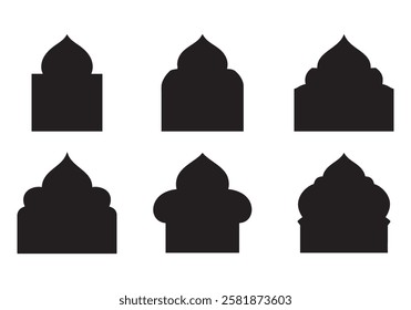 Islamic window shape. Arabian muslim arch with simple geometric shapes of lines. on white background