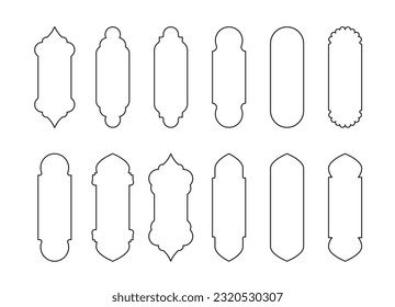 Islamic window shape. Arabic door frame. Islamic arhitecture elements of window and door.