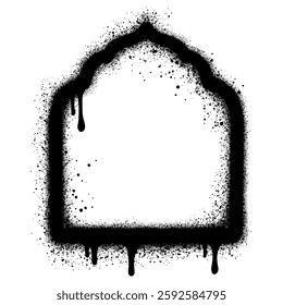 Islamic window shape in urban graffiti style with black spray paint. vector illustration.