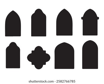 Islamic window silhouette vector art graphic  for  your design elements
