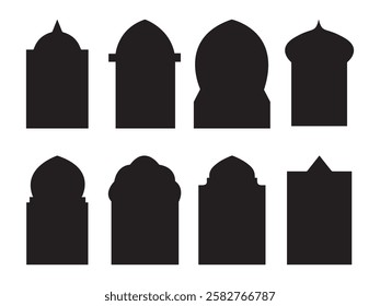 Islamic window silhouette vector art graphic  for  your design elements