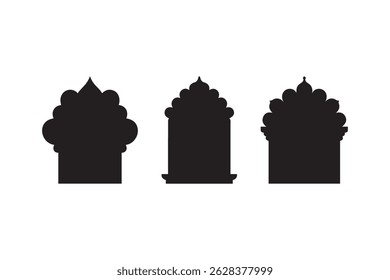 Islamic window vector silhouette isolated in white background