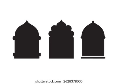 Islamic window vector silhouette isolated in white background