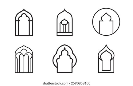 Islamic windows and arches. islamic border collection related to Islamic or Arabic culture