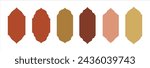 Islamic windows and arches Collection.oriental style with
modern boho design, moon, mosque dome and lanterns.Ramadan and eid mubarak illustration.