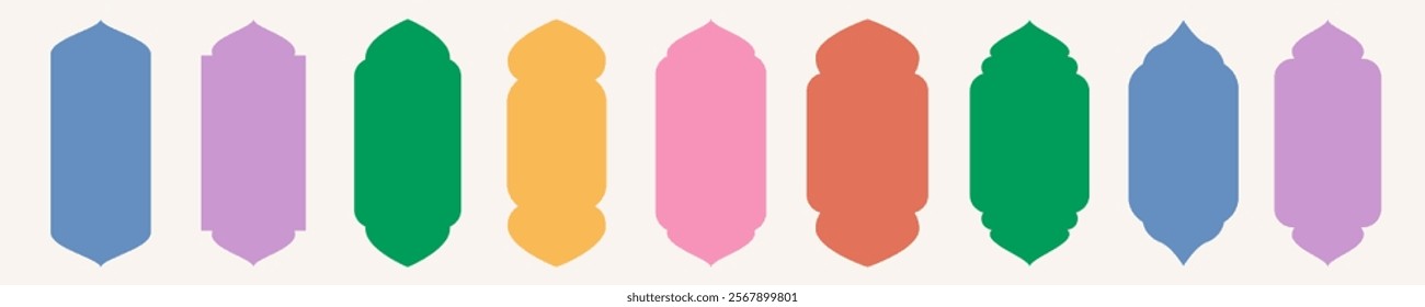 Islamic windows and arches set modern color style