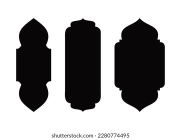 Islamic windows and arches. set of silhouette of Islamic Bagde. Islamic Design, Label, Sign, Sticker, icon, symbol