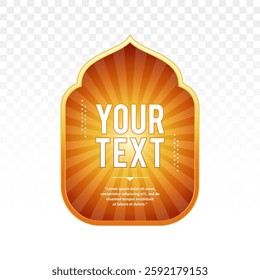 Islamic windows with starburst effect background. Arabic muslim frame oriental flat style. For modern greeting card template, ramadan Kareem, eid mubarak, social media, banner. Vector illustration