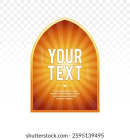 Islamic windows with starburst effect background. Arabic muslim frame oriental flat style. For modern greeting card template, ramadan Kareem, eid mubarak, social media, banner. Vector illustration