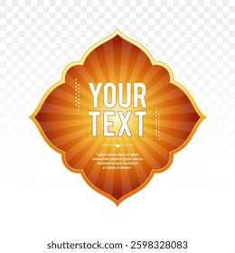 Islamic windows with starburst effect background. Arabic muslim frame oriental flat style. For modern greeting card template, ramadan Kareem, eid mubarak, social media, banner. Vector illustration