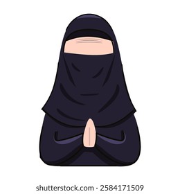 Islamic Woman in Niqab Expressing Forgiveness on Eid Mubarak. The Beauty of Modesty and Spiritual Reflection During Ramadan.