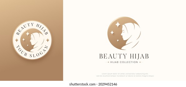 Islamic woman silhouette wearing hijab logo design