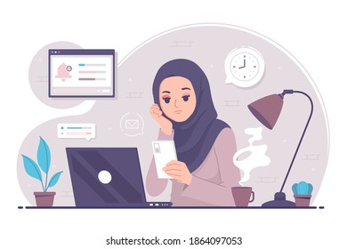 islamic women are bored and tired from work