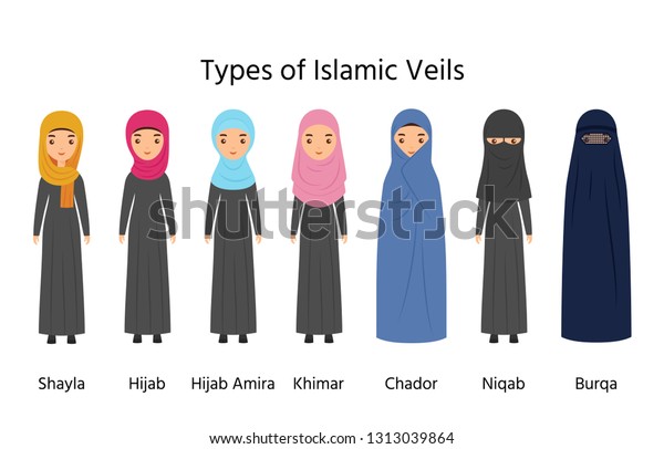 Islamic Women Clothes Muslim Veils Vectortypes Stock Vector (Royalty ...