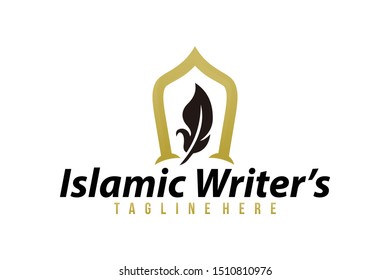 islamic writer logo icon vector