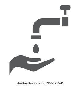 Islamic wudu glyph icon, arabic and prayer, hand wash sign, vector graphics, a solid pattern on a white background, eps 10.