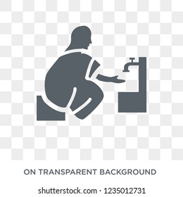 Islamic Wudu icon. Trendy flat vector Islamic Wudu icon on transparent background from Religion  collection. 