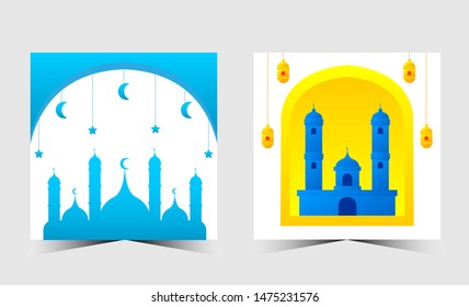 islamic yellow and blue gradient banner backgrounds