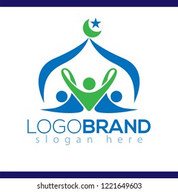 islamic youth organizations logo with book and mosque dome