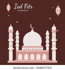 Islamic-style Eid al-Fitr Vector Ornament in luxurious brown color.