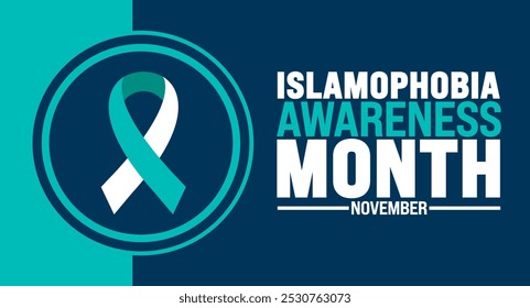 Islamophobia Awareness Month Hintergrund oder Banner Design-Vorlage wird jedes Jahr im November beobachtet. Urlaubskonzept. Vorlage für Karte, Poster, Plakat, Vorlage.