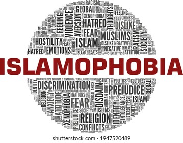 Islamophobia vector illustration word cloud isolated on a white background.