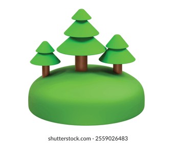 Island 3D render illustration vector