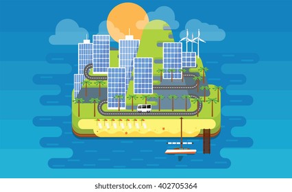 Island with alternative energy sources