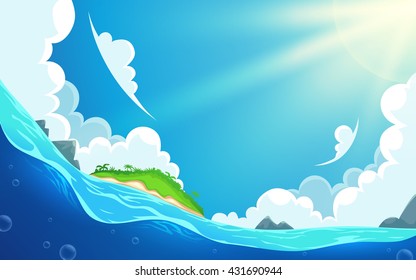 Island background, vector art and illustration.