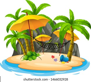 Island beach with hammock illustration