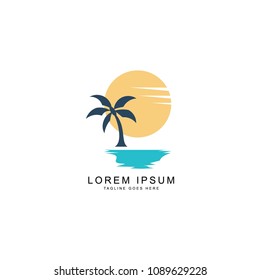 Logo About Beauty Beach Atmosphere Coconut Stock Vector (Royalty Free ...