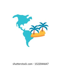 island beach in map of continent vector illustration design