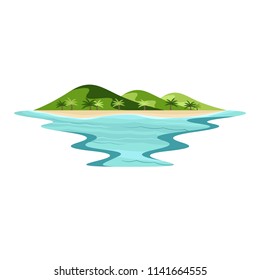 Island Beach Sand and Sea Tropical Landscape Vector