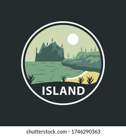 Island Beach Vacation Holiday Logo Badge Badges Patch Emblem Vector Illustraion
