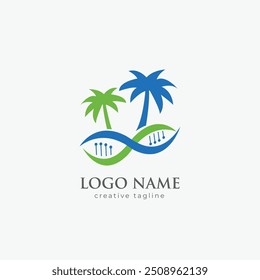 Island Bio, biotecnología, biológica, célula, humano, lelix, ADN logo Plantilla de Vector totalmente editable