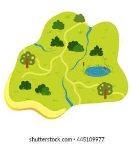 Island cartoon. Vector illustration, isolated on a white background.